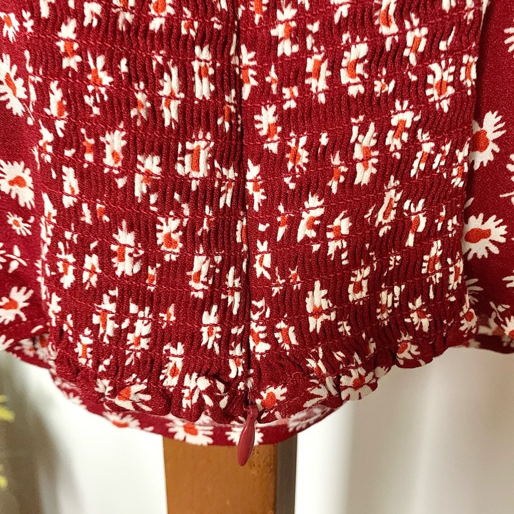 Reformation Meriah Peasant Top in Red Cary Floral Cottagecore sz 2 - Picture 10 of 16